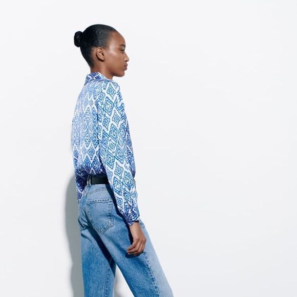 ZARA PRINTED SATIN SHIRT NEW - Picture 5 of 10